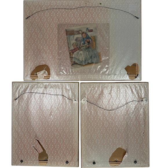 MCM Baby Angel Prints Gold Frame Set 3 Vintage Nursery Wall Art Decor - Picture 11 of 11